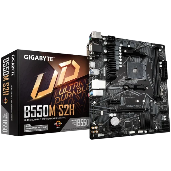 GIGABYTE AMD B550M S2H 3rd Generation AMD Ryzen processors |  2x Dual DDR4 |  1x M2 |  HDMI |  DVI |  VGA