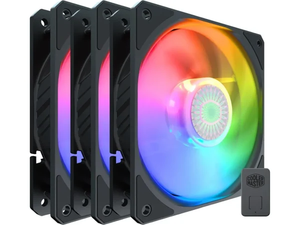Cooler Master SickleFlow 120mm ARGB ~ New Blade Design ~ Enhanced Fan Frame ~ Sealed Bearing ~ 62CFM ~3 PACK FANS - Controller incl
