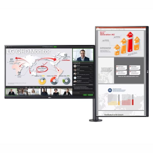 LG 27" QHD Dual Ergo QHD Monitor with USB Type-C, Daisy Chain - Image 2
