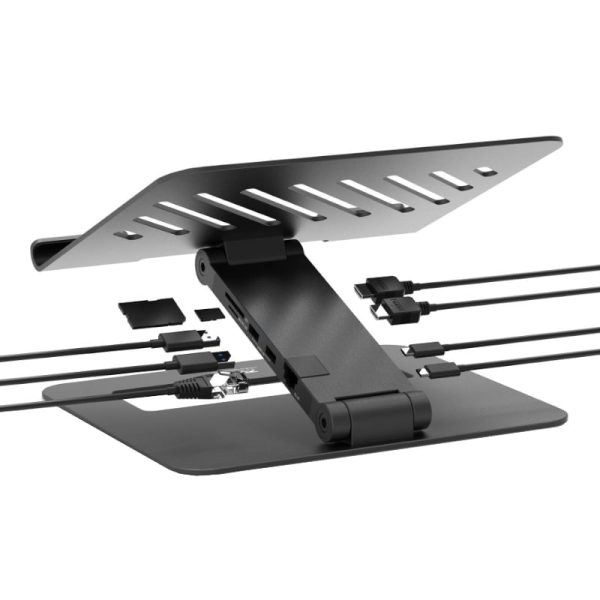 Port Connect Adjustable Stand + Dock Type-C?to 1 x RJ45|2 x USB3.1 Gen1|2 x HDMI 4k@60Hz|1 x Type-C|PD85W|SDand Micro SD Reader