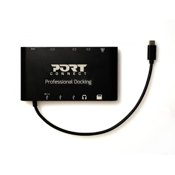 Port USB Type-C 3 x USB3.0,1 x Aux,12 x Micro+SD Card Reader,1 x Mini DP,1 x RJ45,1 x HDMI,1 x VGA,1 x Type-C PD Dock - Black - Image 2