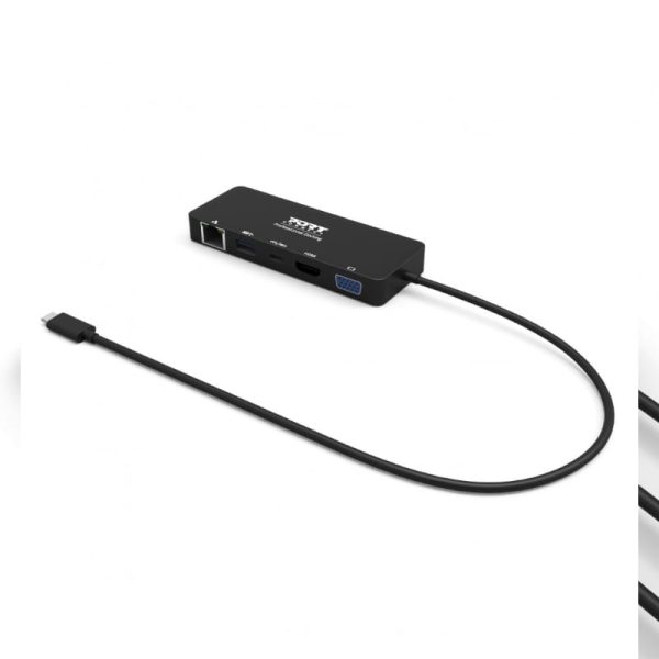 Port USB Type-C to 1 x RJ45,1 x USB3.0 SS,1 x Type-C 85W PD,1 x HDMI2.0,1 x VGA 30cm Cable Dock - Black - Image 2