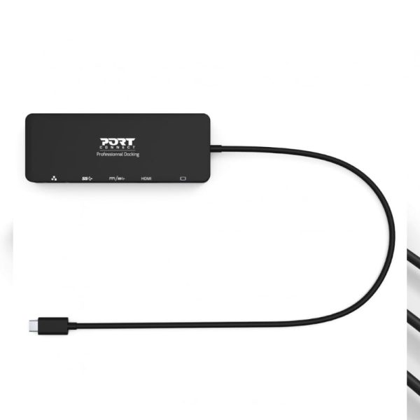 Port USB Type-C to 1 x RJ45,1 x USB3.0 SS,1 x Type-C 85W PD,1 x HDMI2.0,1 x VGA 30cm Cable Dock - Black - Image 3