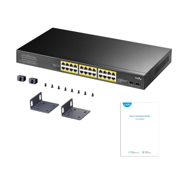 Cudy 24-Port BASE-T Gigabit,2-Port Gbe BASE-X SFP,PoE+ 200W Differential Mode 2KV, ESD 15KV, 300W Internal, Ver 2.0 - Image 4