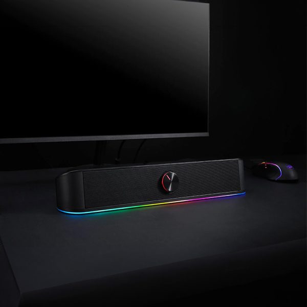 REDRAGON 2.0 Sound Bar ADIEMUS 2 x 3W RGB USB,Aux PC Gaming Speaker - Black - Image 6