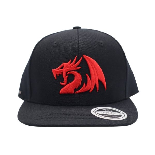 REDRAGON PREMIUM SNAPBACK FLAT PEAK CAP - BLACK - Image 2