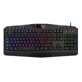 REDRAGON HARPE Membrane,RGB Backlit,12 Multimedia Keys,19 Non-Conflict Gang Keyboard - Black