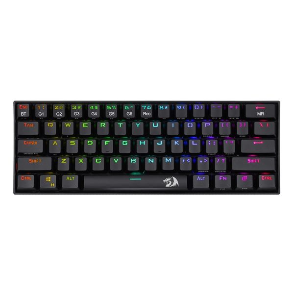 REDRAGON DRACONIC Mechanical 61 Key,Bluetooth 5.0,RGB 9 Colour Modes,Rechargable Battery,Type-C Charging Cable Gang Keyboard - Black