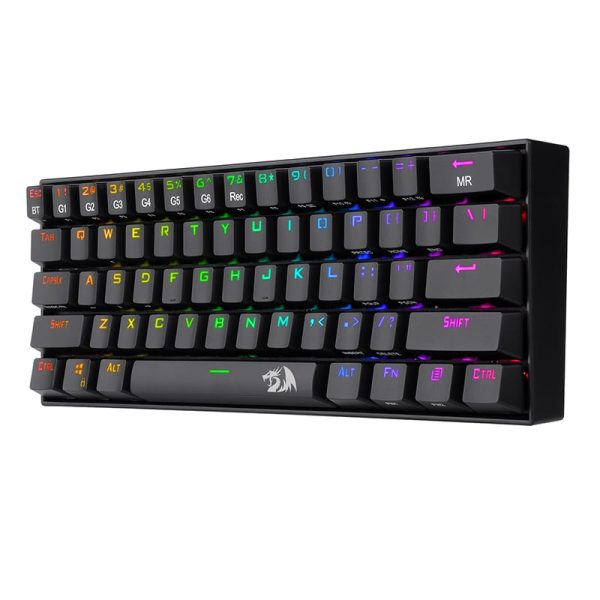 REDRAGON DRACONIC Mechanical 61 Key,Bluetooth 5.0,RGB 9 Colour Modes,Rechargable Battery,Type-C Charging Cable Gang Keyboard - Black - Image 2