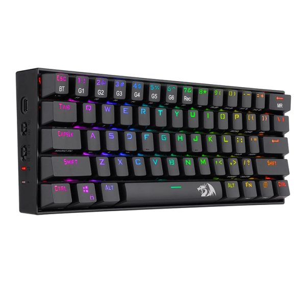 REDRAGON DRACONIC Mechanical 61 Key,Bluetooth 5.0,RGB 9 Colour Modes,Rechargable Battery,Type-C Charging Cable Gang Keyboard - Black - Image 3