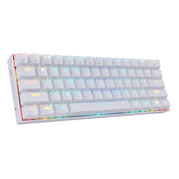 REDRAGON DRACONIC Mechanical 61 Key,Bluetooth 5.0,RGB 9 Colour Modes,Rechargable Battery,Type-C Charging Cable Gang Keyboard - White - Image 6