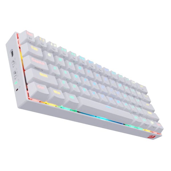 REDRAGON DRACONIC Mechanical 61 Key,Bluetooth 5.0,RGB 9 Colour Modes,Rechargable Battery,Type-C Charging Cable Gang Keyboard - White - Image 2