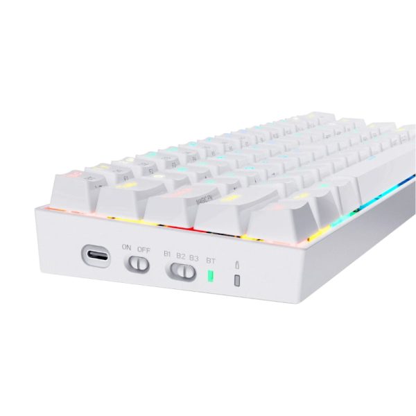 REDRAGON DRACONIC Mechanical 61 Key,Bluetooth 5.0,RGB 9 Colour Modes,Rechargable Battery,Type-C Charging Cable Gang Keyboard - White - Image 5