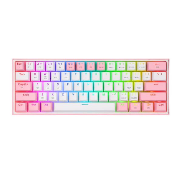 REDRAGON FIZZ PRO RGB 61 KEY Mechancal Wireless Gaming Keyboard ? White/Pink