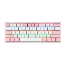 REDRAGON FIZZ Rainbow LED 61 KEY Mechanical Wired Gaming Keyboard ? White/Pink