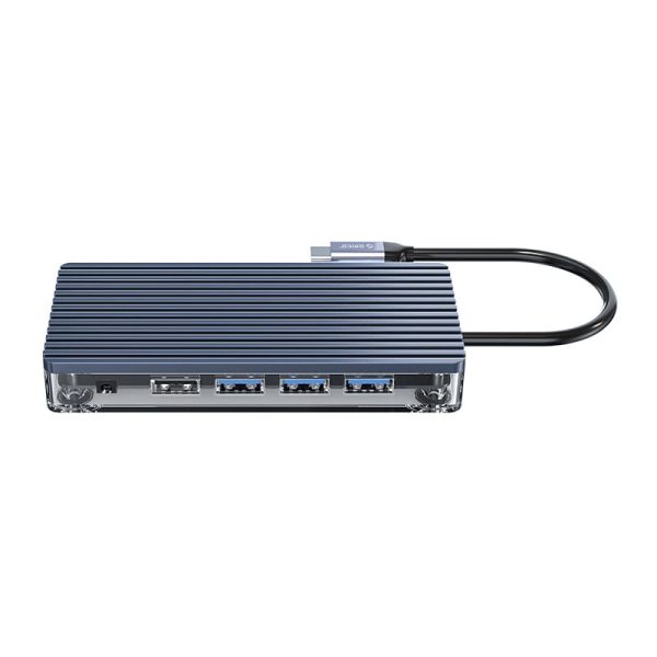 ORICO 11 Port 3 x USB3.0,1 x USB2.0,1 x HDMI,1 x RJ45,1 x TF/SD,1 x Type-C,1 x VGA, 1 x Aux Transparent Hub - Grey