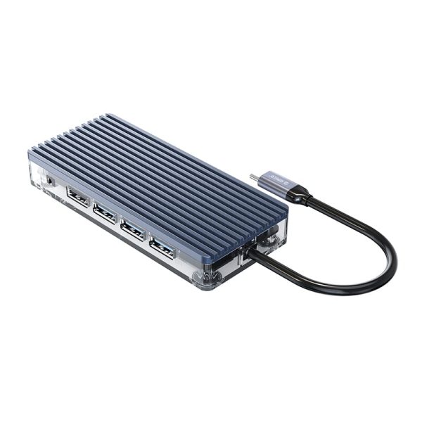 ORICO 11 Port 3 x USB3.0,1 x USB2.0,1 x HDMI,1 x RJ45,1 x TF/SD,1 x Type-C,1 x VGA, 1 x Aux Transparent Hub - Grey - Image 3