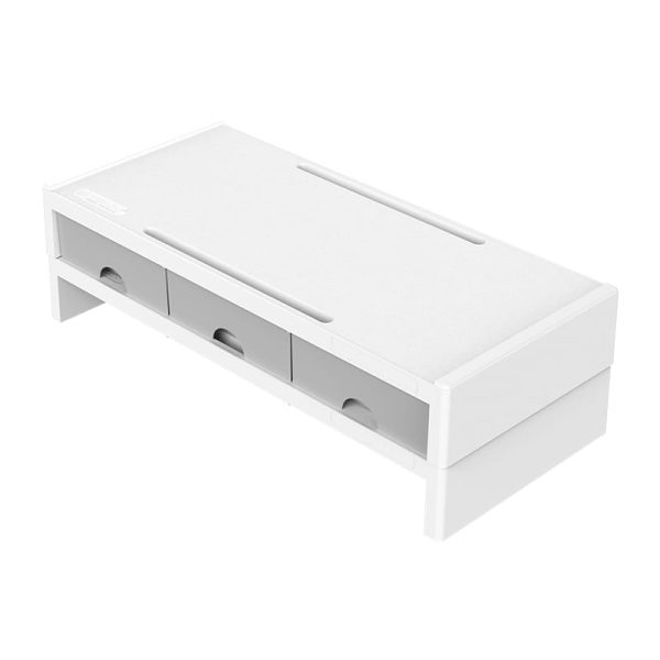 ORICO 14cm Desktop Monitor Stand with Drawers - White - Image 2
