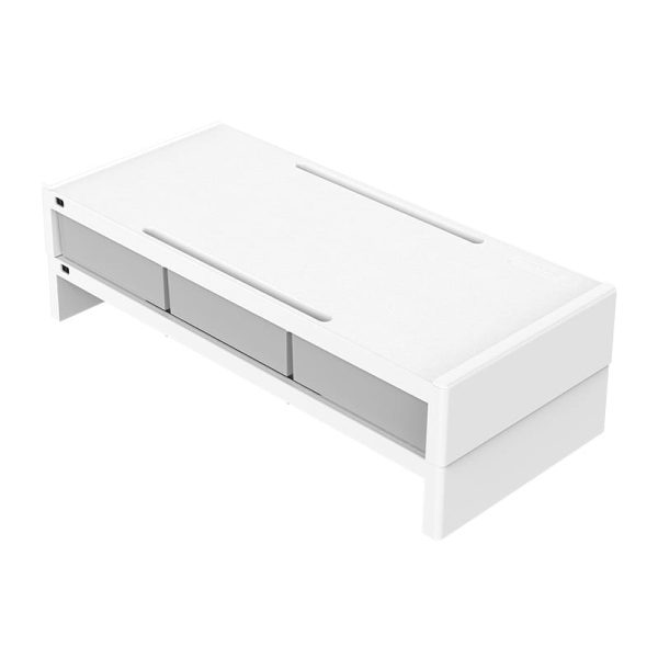 ORICO 14cm Desktop Monitor Stand with Drawers - White - Image 3